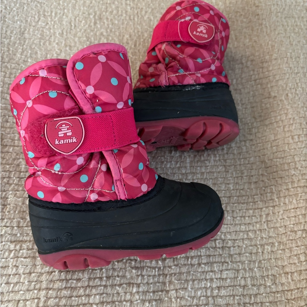 Kamik Kids' Floral Pink and Black Snow Boots